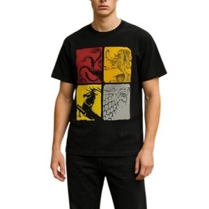 GAME OF THRONES Mens Graphic Crewneck T-Shirt Black Short Sleeve Size M